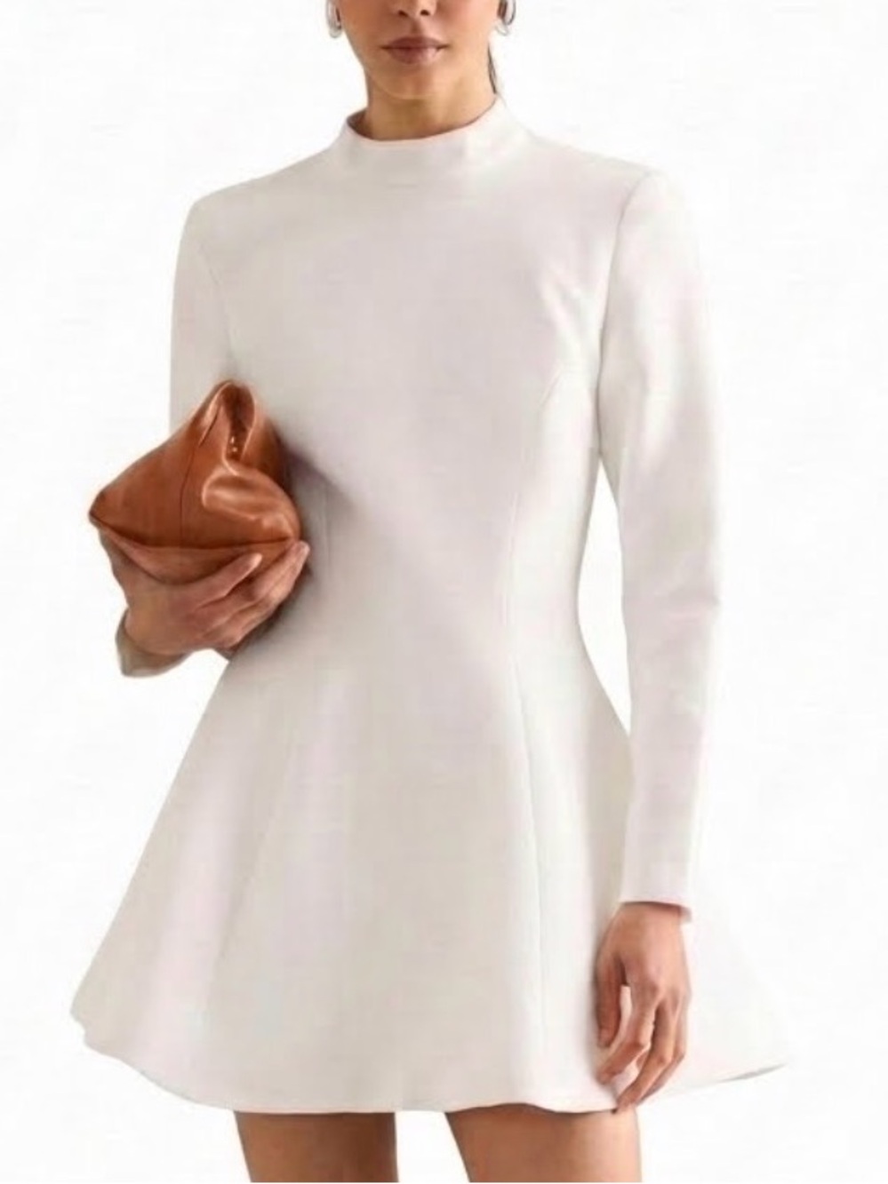NWT- Bardot Zephyra Winter White Long-Sleeve Mini Dress from Anthro- Size Large